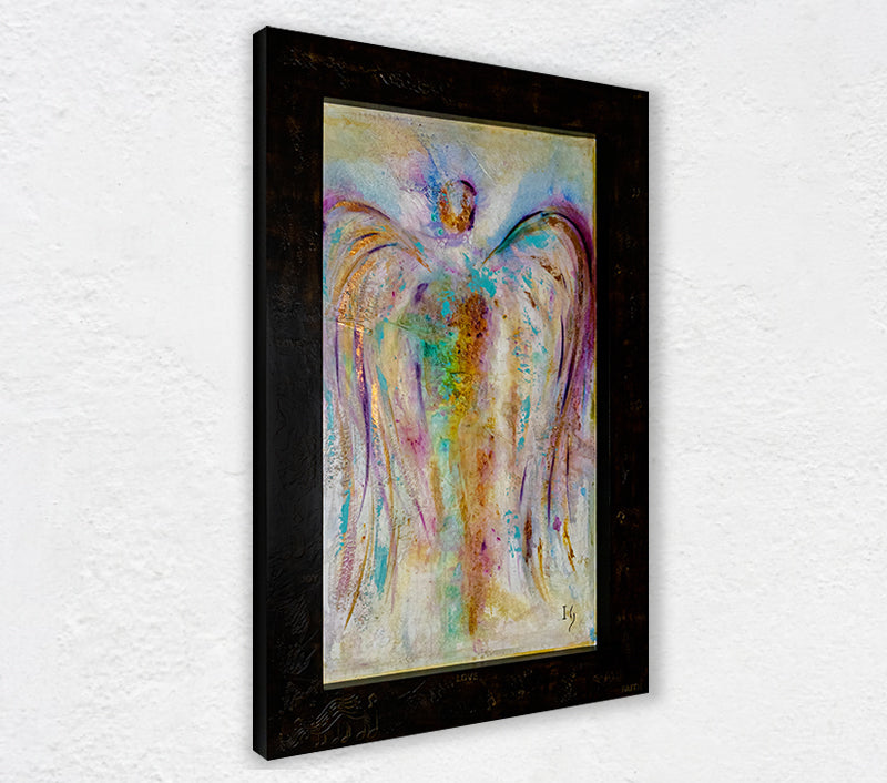 ANGELIC NOTES artwork detail - original angel painting wall art