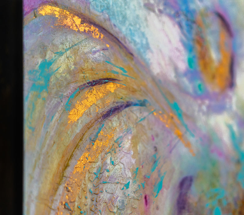 ANGELIC NOTES canvas print in room setting - angel painting by Ivan Guaderrama