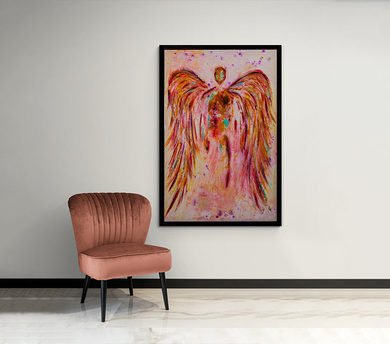Angel Of Unity canvas print in room setting - original painting by Ivan Guaderrama