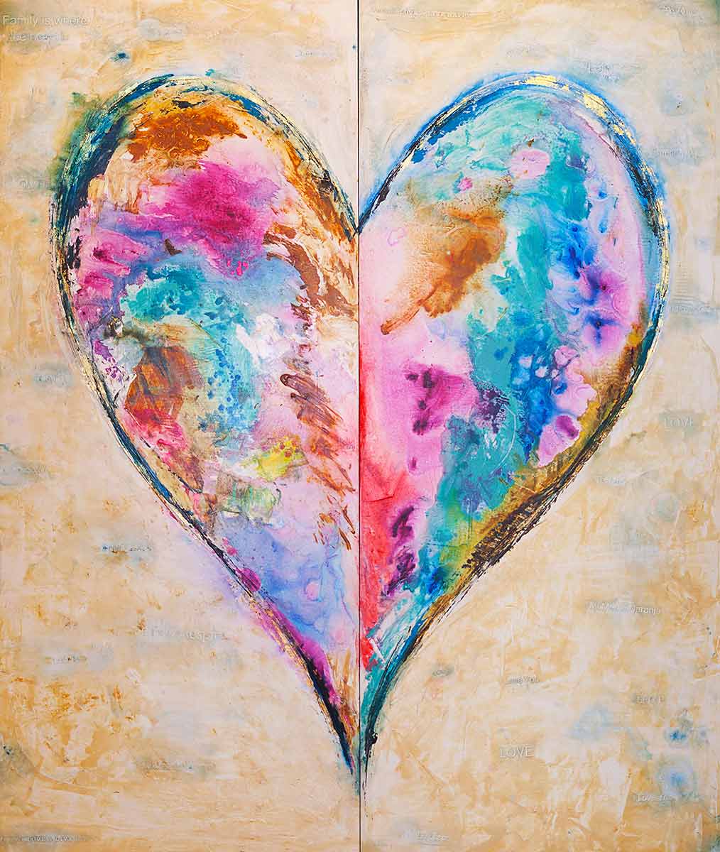 Abundant Grace canvas print in room setting - heart painting by Ivan Guaderrama