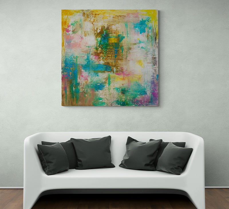 Almighty canvas print in room setting - abstract art by Ivan Guaderrama