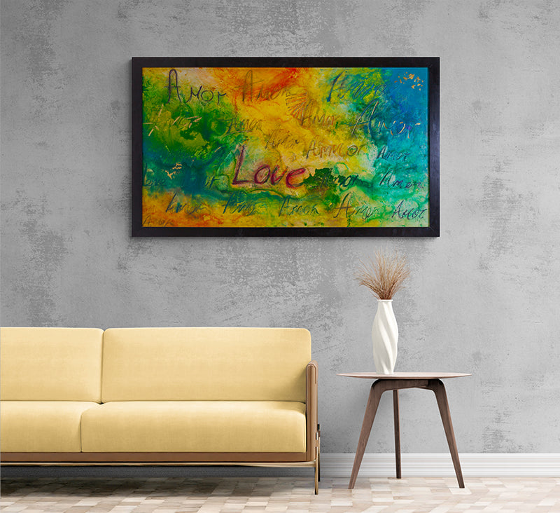 Amor, amor, amor canvas print in room setting - abstract art by Ivan Guaderrama