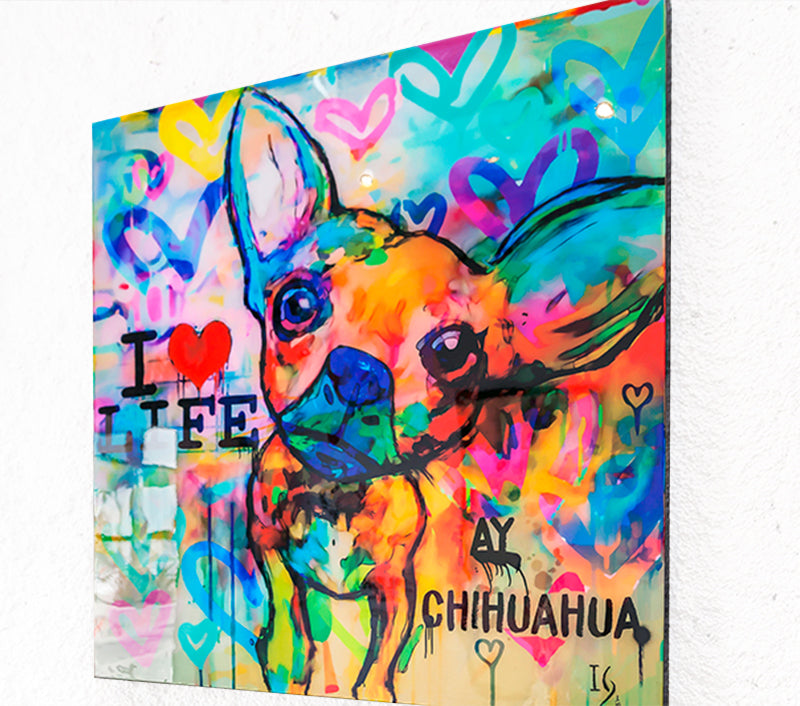 Ay Chihuahua - LIMITED EDITION canvas print in room setting - heart painting by Ivan Guaderrama