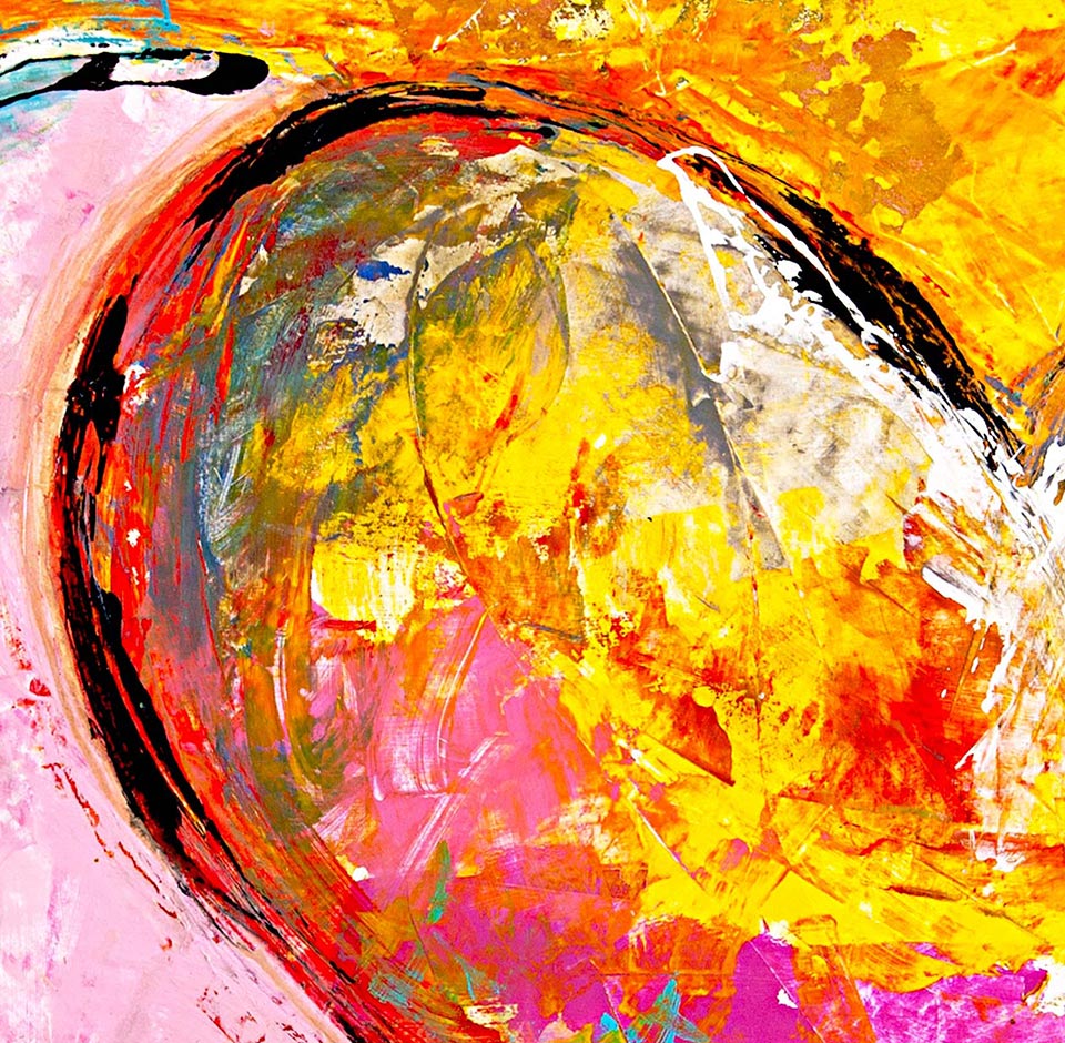 BONDING HEARTS canvas print in room setting - heart painting by Ivan Guaderrama