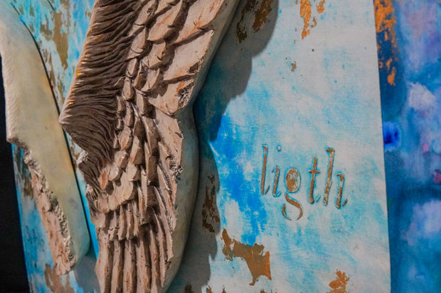 Be my Angel canvas print in room setting - wall sculpture by Ivan Guaderrama