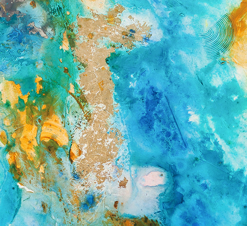 Beginning canvas print in room setting - abstract art by Ivan Guaderrama