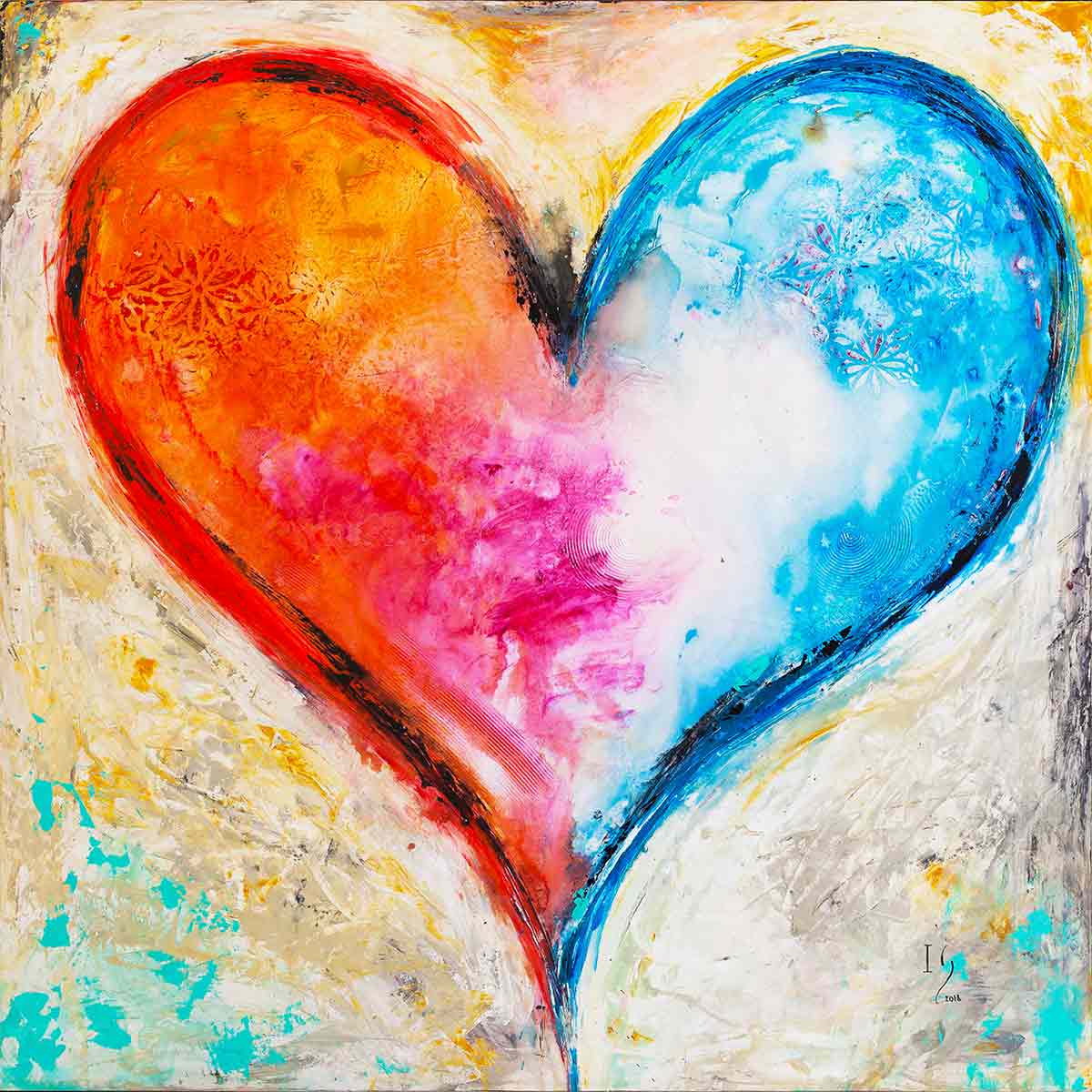 Covenant - original heart painting by Ivan Guaderrama
