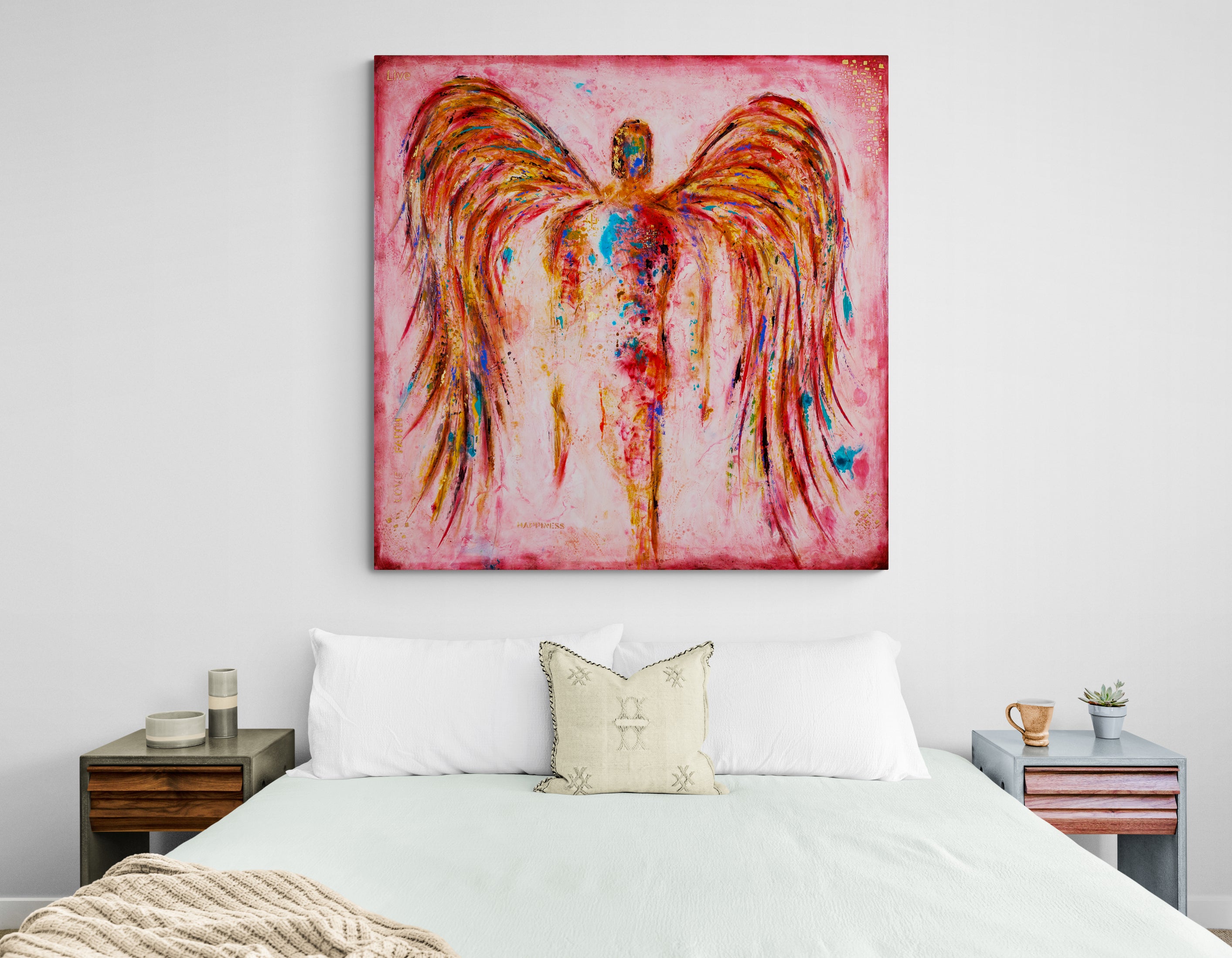 ANGEL SOUL canvas print in room setting - original painting by Ivan Guaderrama
