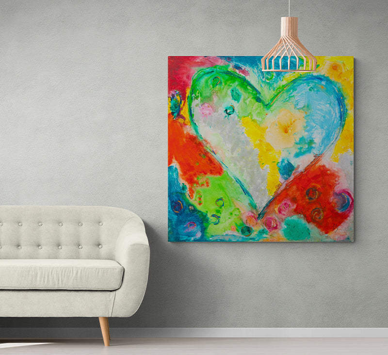 Diligent canvas print in room setting - heart painting by Ivan Guaderrama