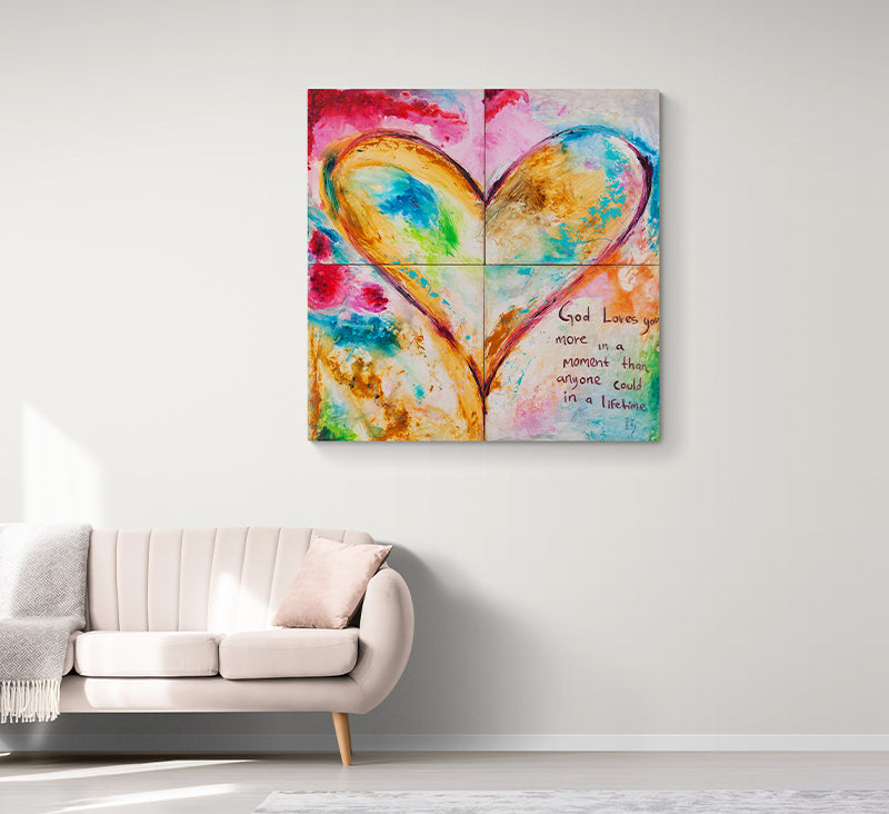 Divine Moment canvas print in room setting - heart painting by Ivan Guaderrama