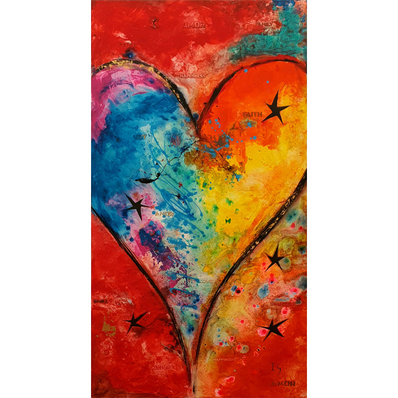Feeling God - original heart painting by Ivan Guaderrama