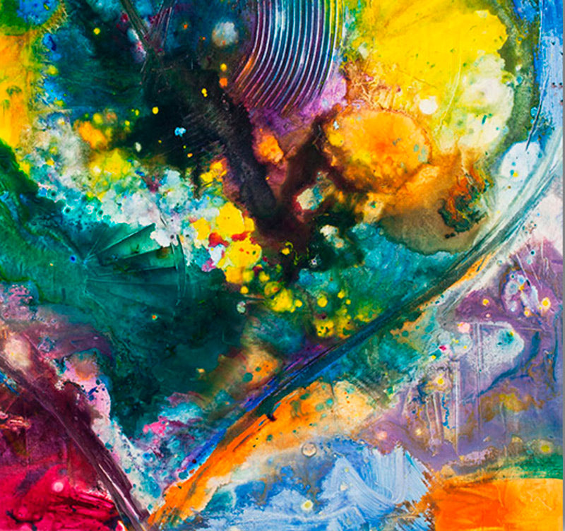 Love Never Fails canvas print in room setting - heart painting by Ivan Guaderrama