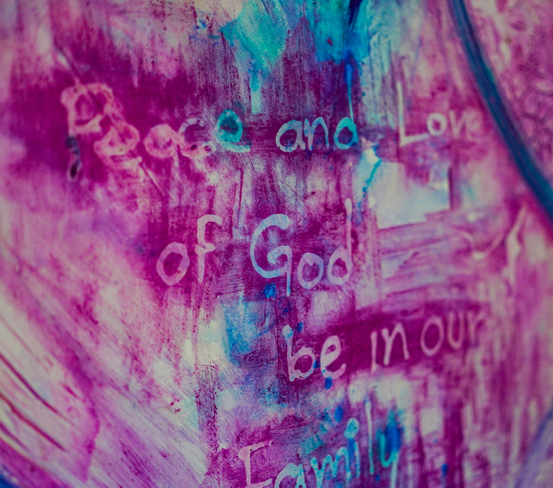 GOD IS IN OUR FAMILY canvas print in room setting - abstract art by Ivan Guaderrama
