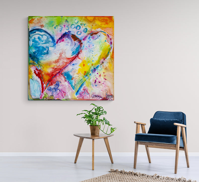 Gifts of God canvas print in room setting - heart painting by Ivan Guaderrama