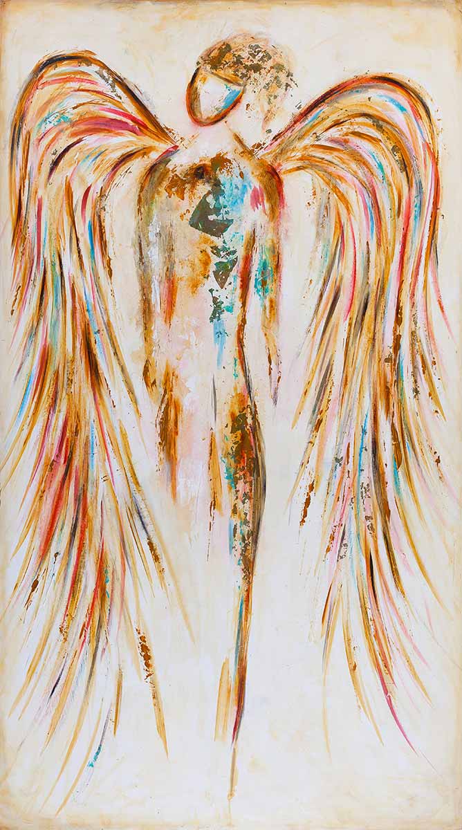 Guardian de Luz - original angel painting by Ivan Guaderrama