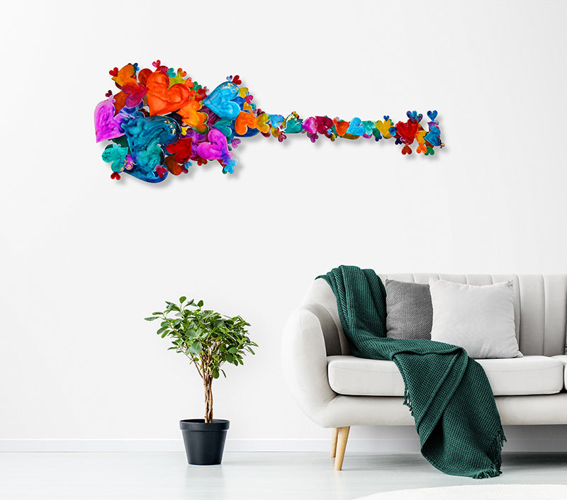 HEART PRAISE canvas print in room setting - wall sculpture by Ivan Guaderrama