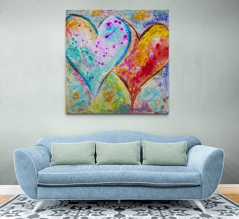 Heart and Soul canvas print in room setting - heart painting by Ivan Guaderrama