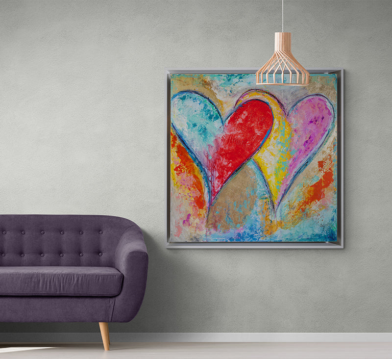 Heartbeat Music canvas print in room setting - heart painting by Ivan Guaderrama