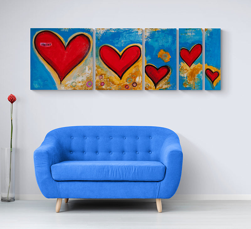 HEAVENLY HEARTS canvas print in room setting - heart painting by Ivan Guaderrama