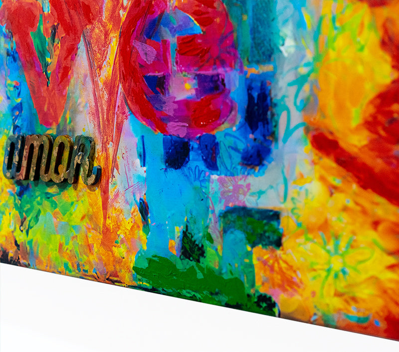 I LOVE YOU 1000 TIMES 3D - LIMITED EDITION canvas print in room setting - limited edition art by Ivan Guaderrama