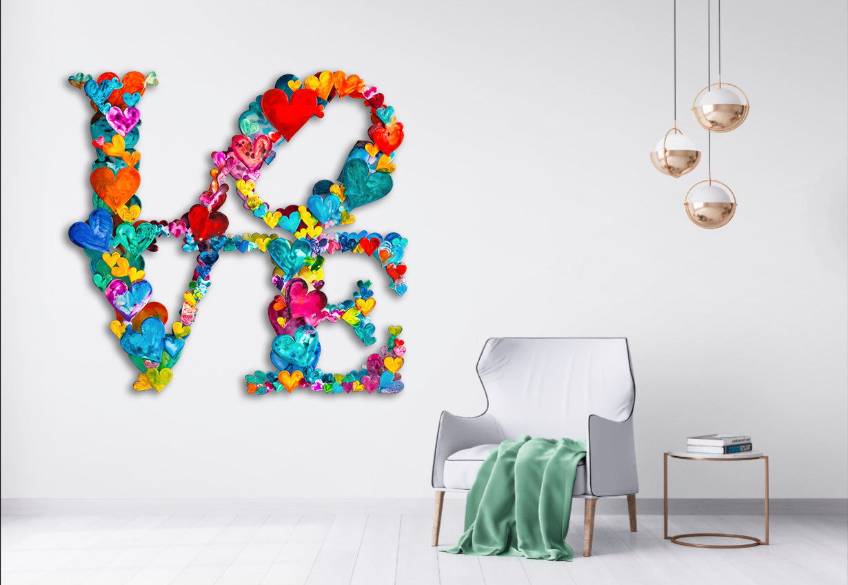INFINITE LOVE canvas print in room setting - heart painting by Ivan Guaderrama