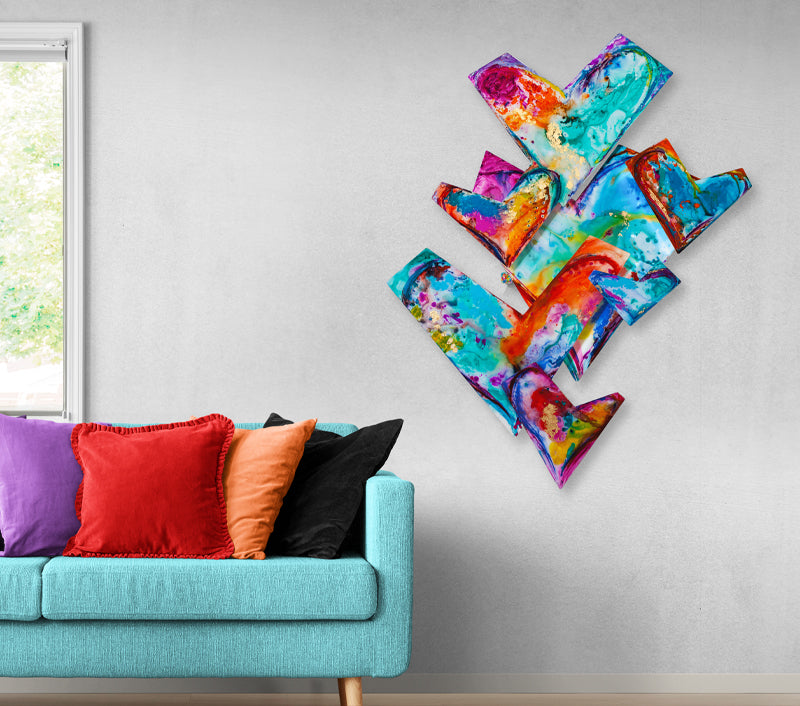 LEVELS OF LOVE canvas print in room setting - wall sculpture by Ivan Guaderrama