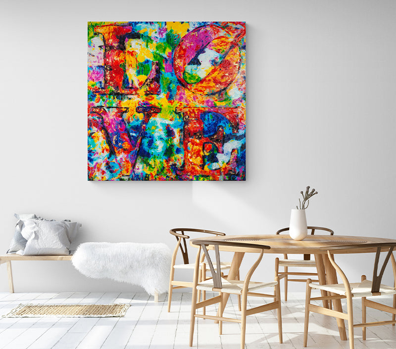 LOVE JOY GRACE - LIMITED EDITION canvas print in room setting - limited edition art by Ivan Guaderrama