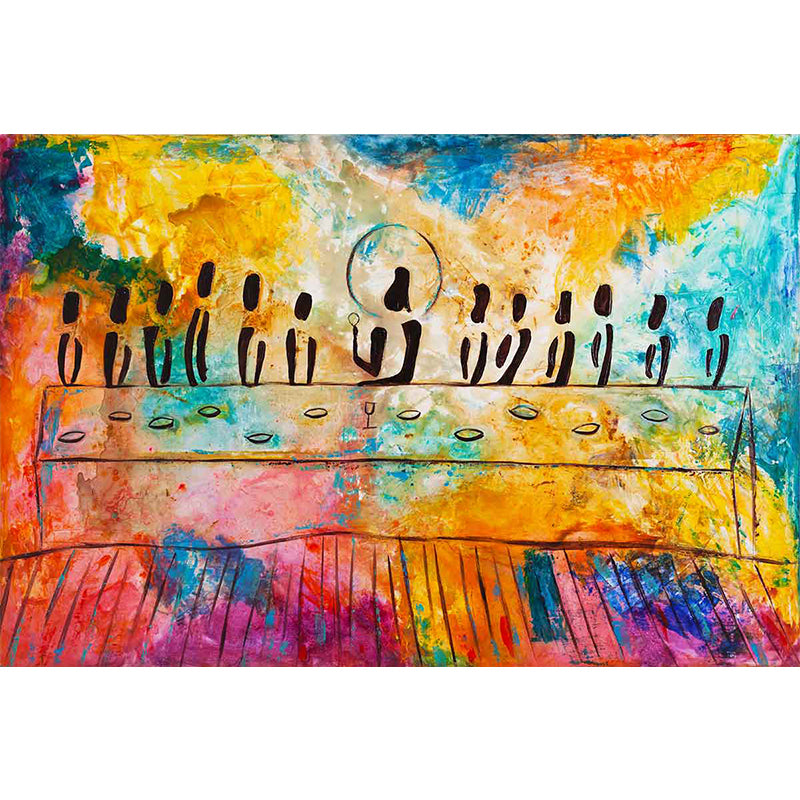 La Última Cena - original abstract painting by Ivan Guaderrama