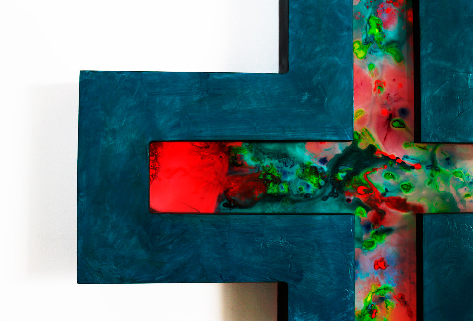 Lamp to my Feet canvas print in room setting - abstract art by Ivan Guaderrama