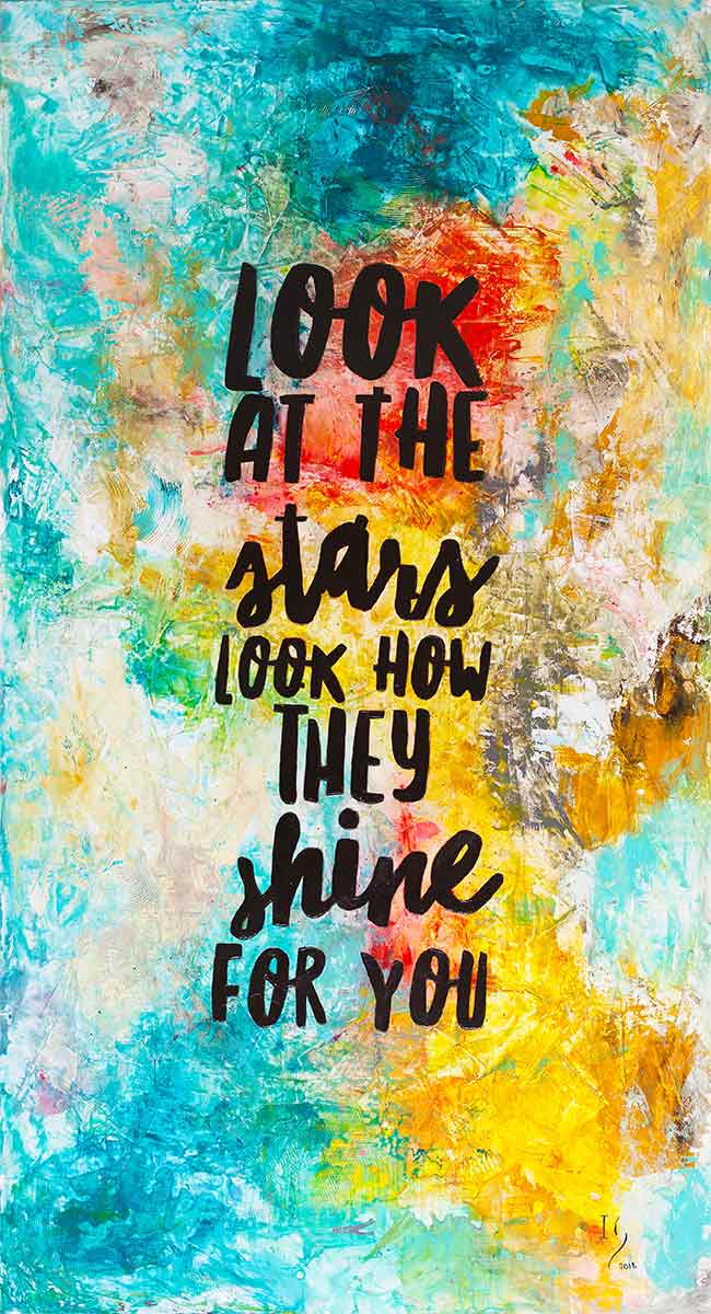 Look at the Stars - original inspirational lettering art by Ivan Guaderrama