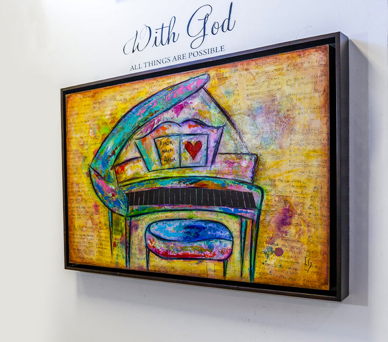 Music In Love canvas print in room setting - original painting by Ivan Guaderrama