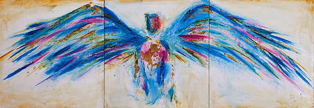 MY HOPE canvas print in room setting - angel painting by Ivan Guaderrama