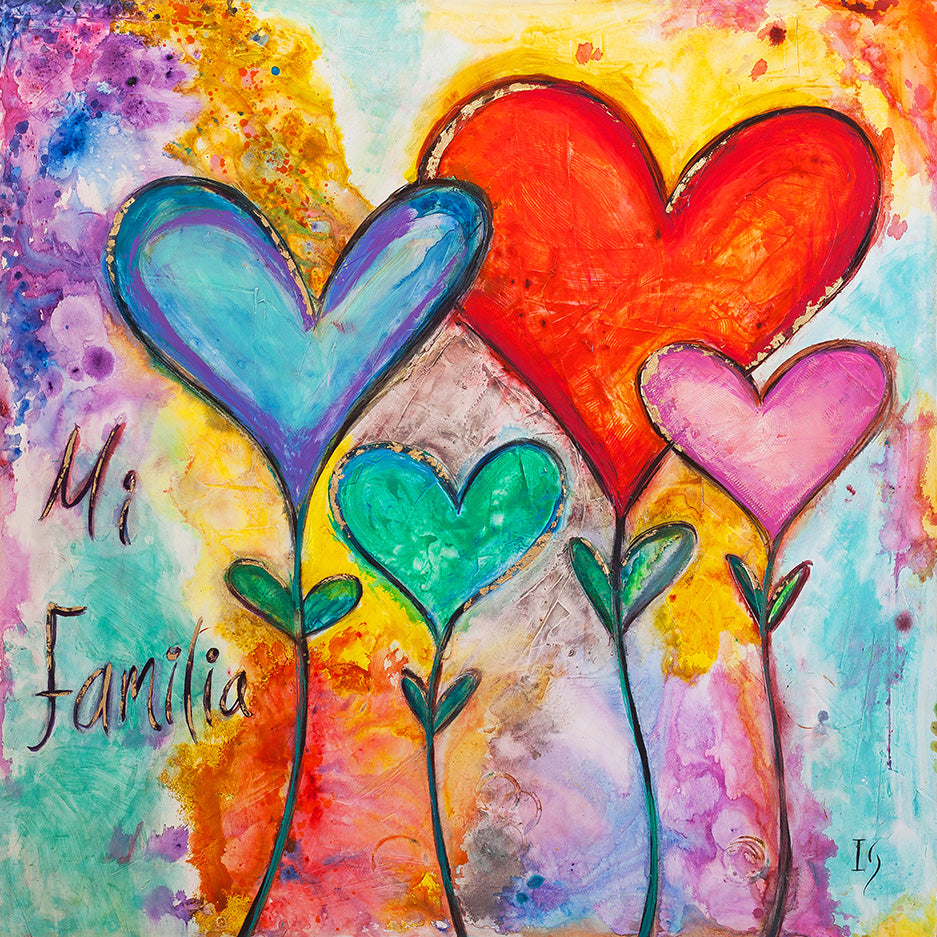 Family First - original heart painting by Ivan Guaderrama