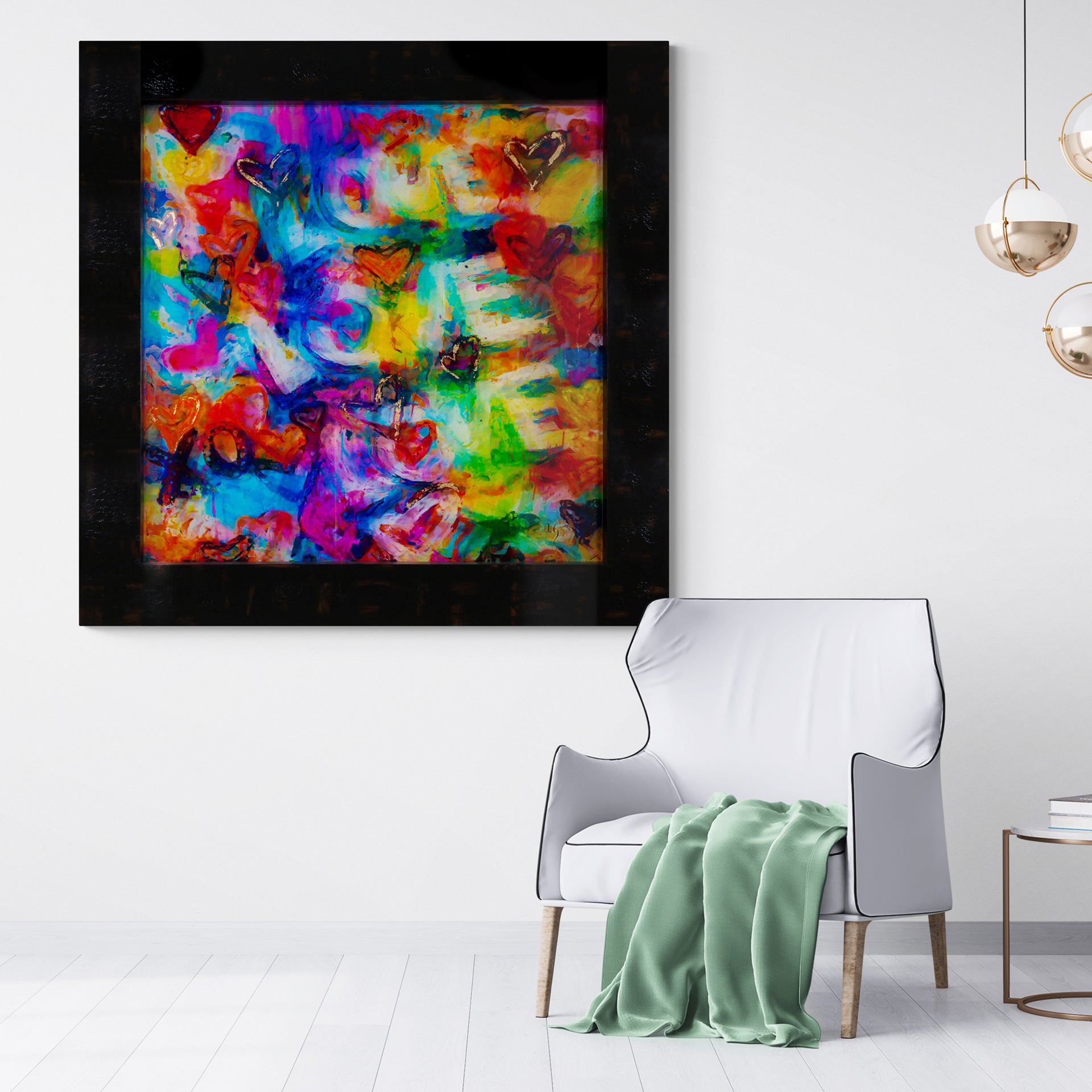 Innocent Love - LIMITED EDITION Acrylic & Led canvas print in room setting - limited edition art by Ivan Guaderrama