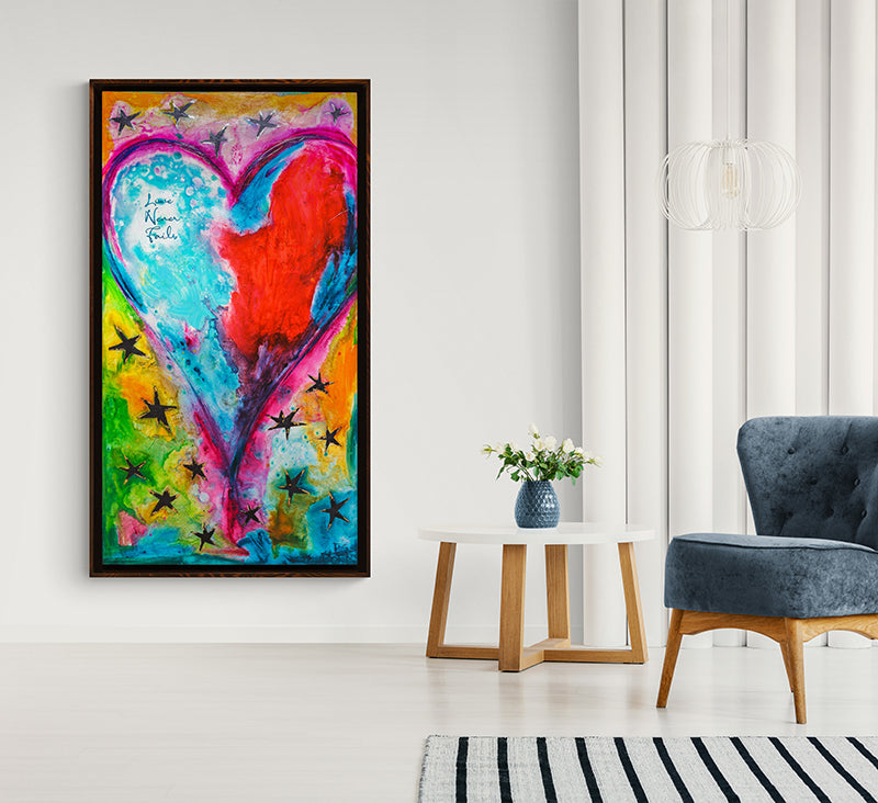 Heart Music canvas print in room setting - original painting by Ivan Guaderrama