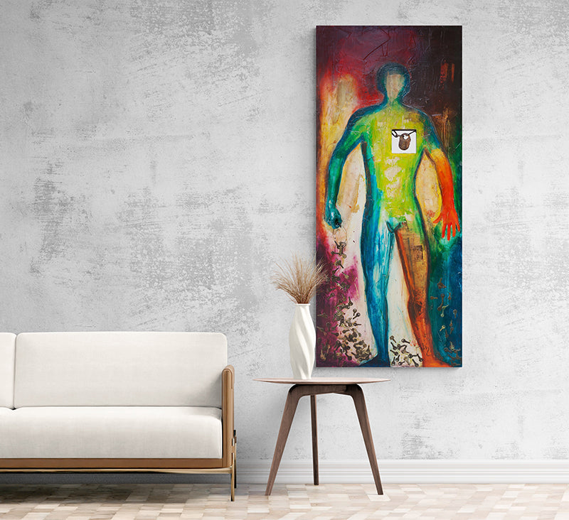 My heart is yours canvas print in room setting - original painting by Ivan Guaderrama