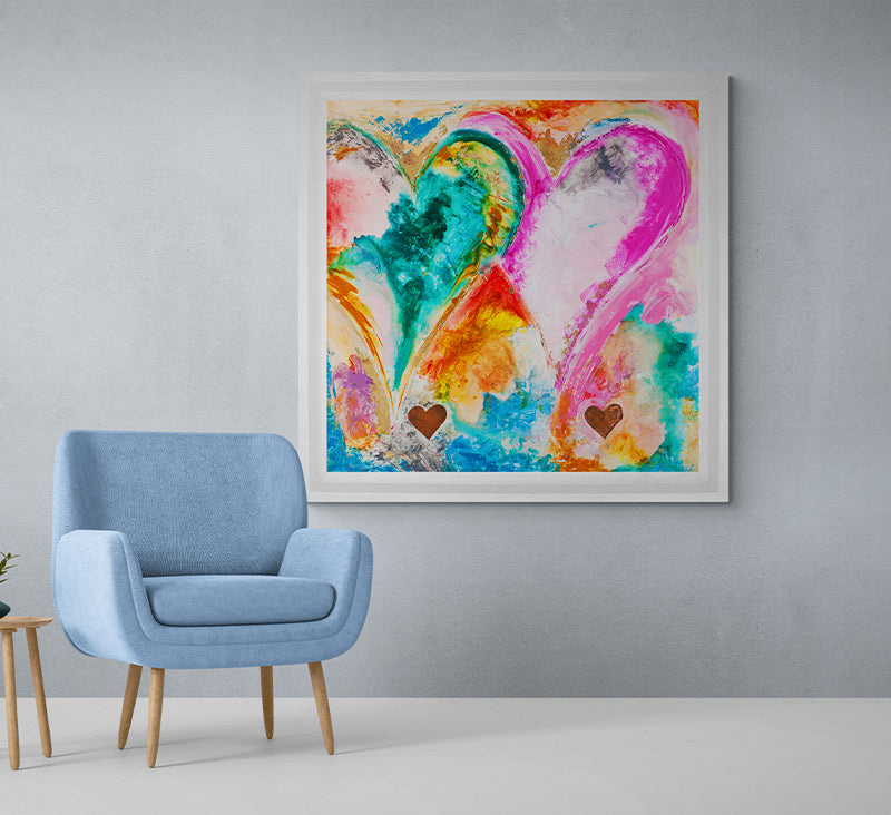 My Only Love canvas print in room setting - heart painting by Ivan Guaderrama