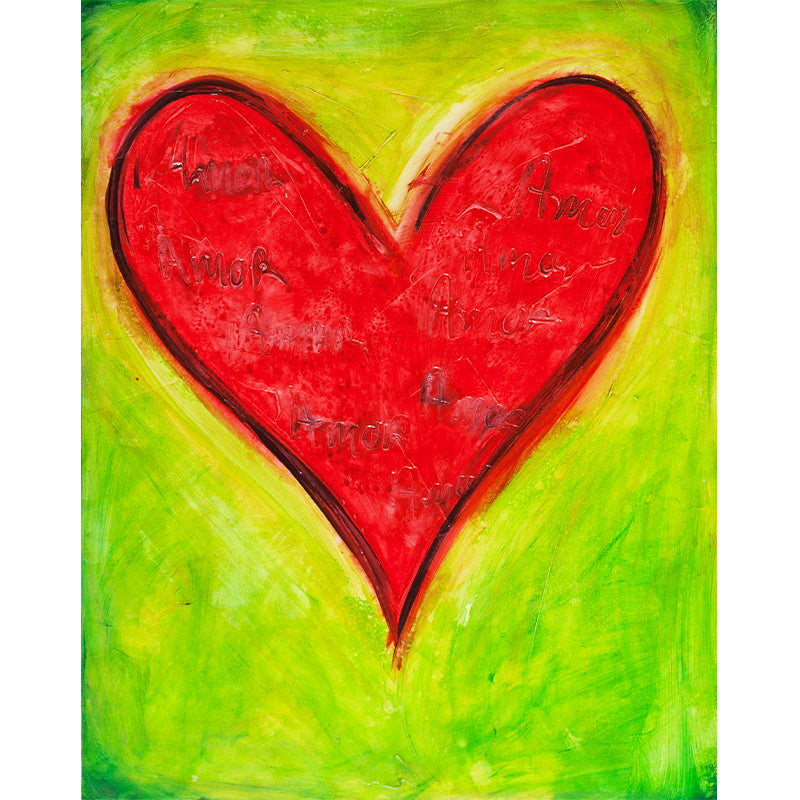 On Fire - original heart painting by Ivan Guaderrama