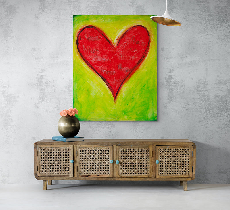 On Fire canvas print in room setting - heart painting by Ivan Guaderrama