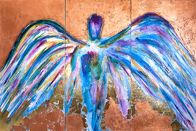 PRECIOUS FAITH canvas print in room setting - angel painting by Ivan Guaderrama