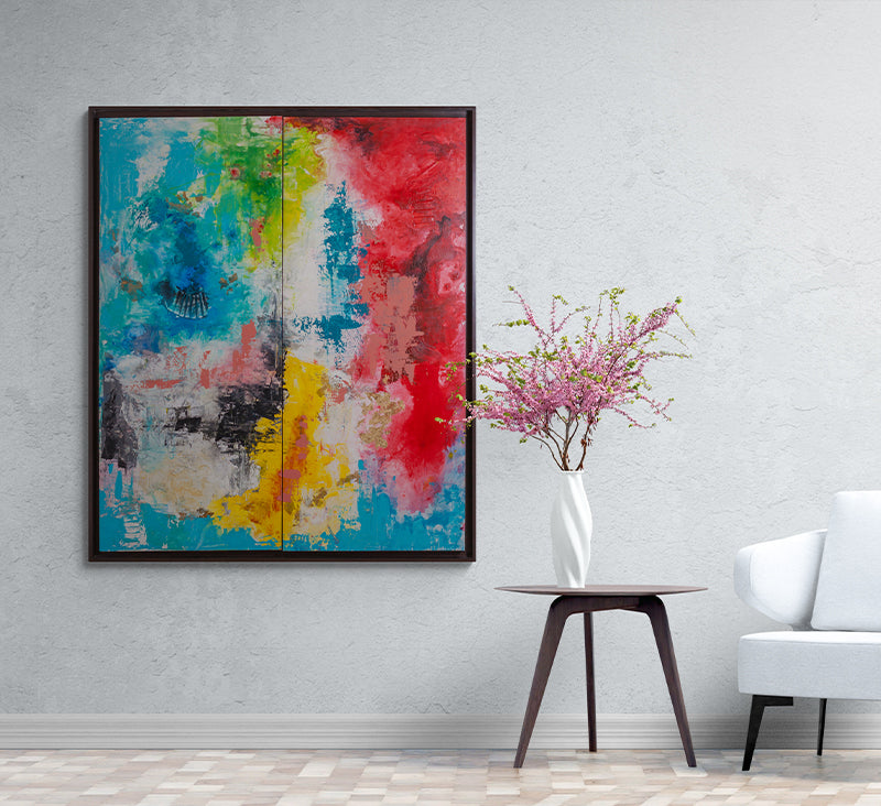 Realm canvas print in room setting - abstract art by Ivan Guaderrama