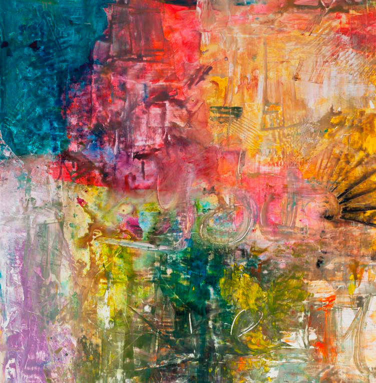 Sunshine canvas print in room setting - abstract art by Ivan Guaderrama