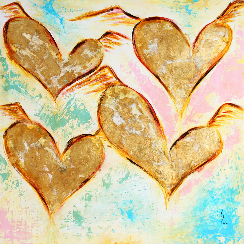 Tenderness canvas print in room setting - heart painting by Ivan Guaderrama