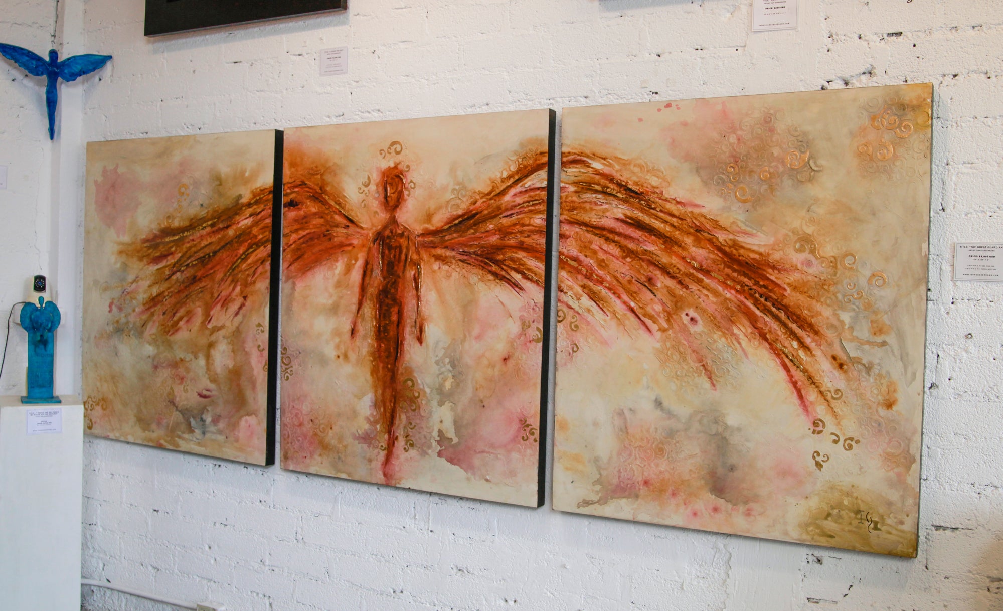 The Great Guardian canvas print in room setting - angel painting by Ivan Guaderrama
