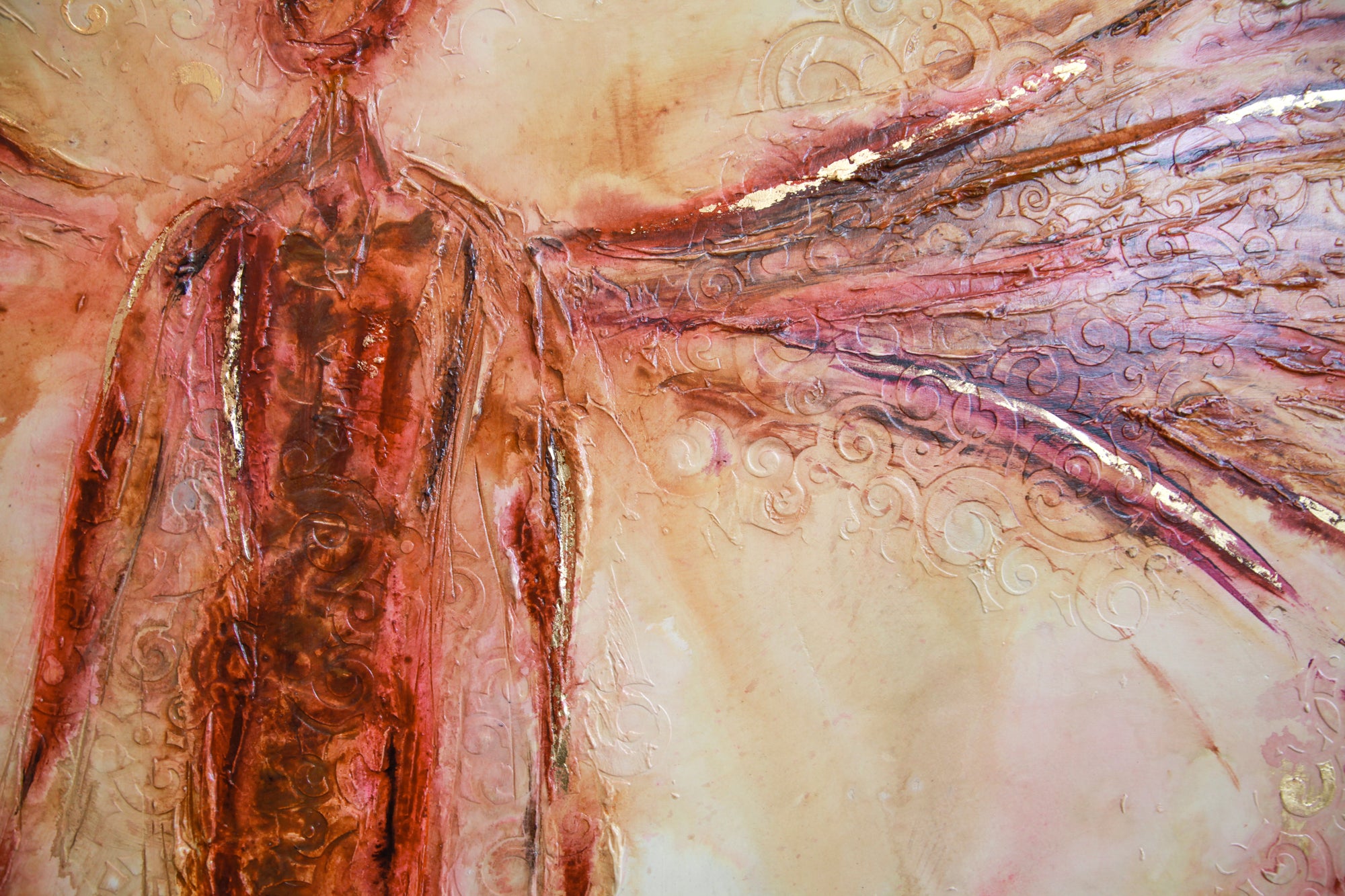 The Great Guardian canvas print in room setting - angel painting by Ivan Guaderrama