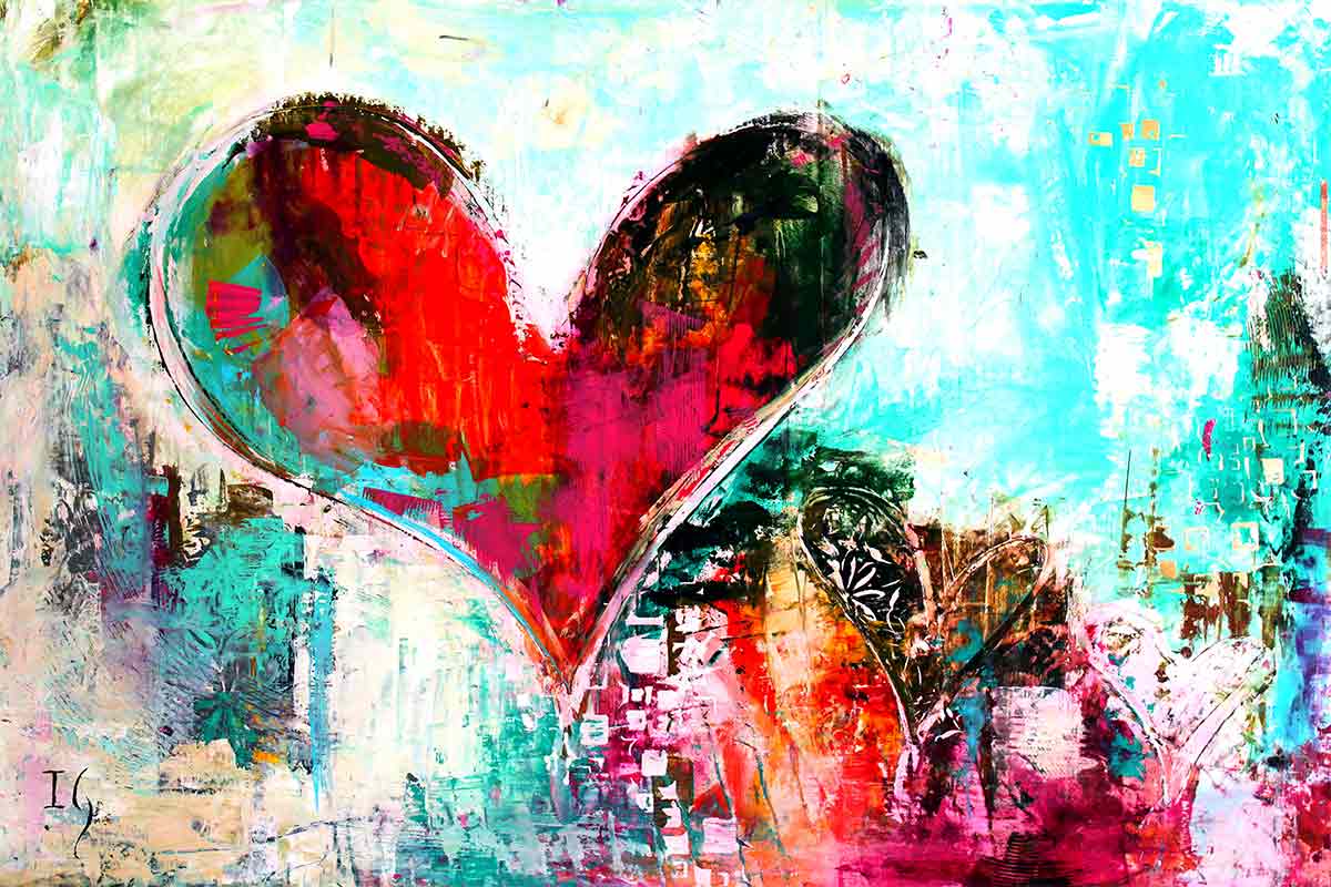 The Greatest of all is love - original heart painting by Ivan Guaderrama