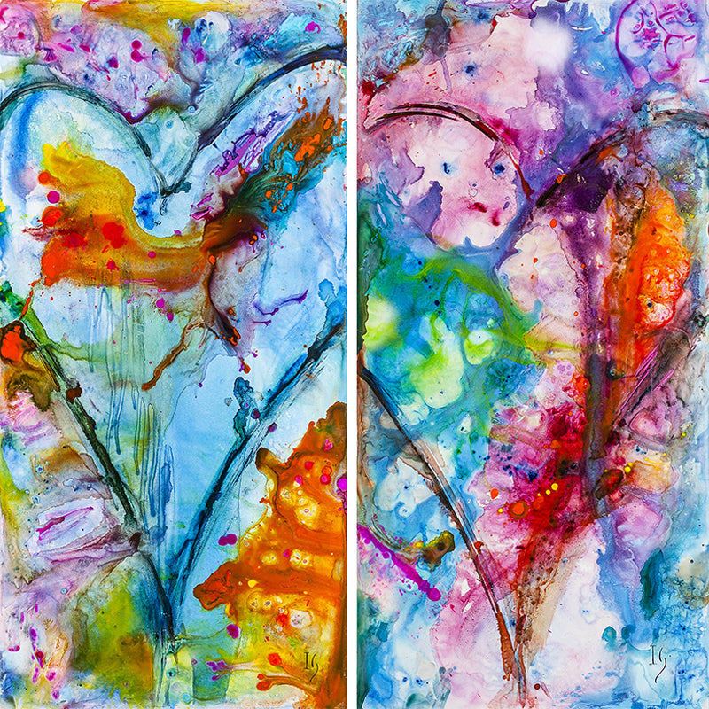 Together - original heart painting by Ivan Guaderrama