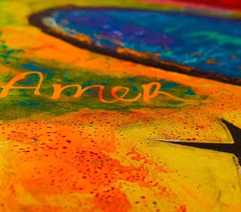 Touch My Soul artwork detail - original heart painting wall art
