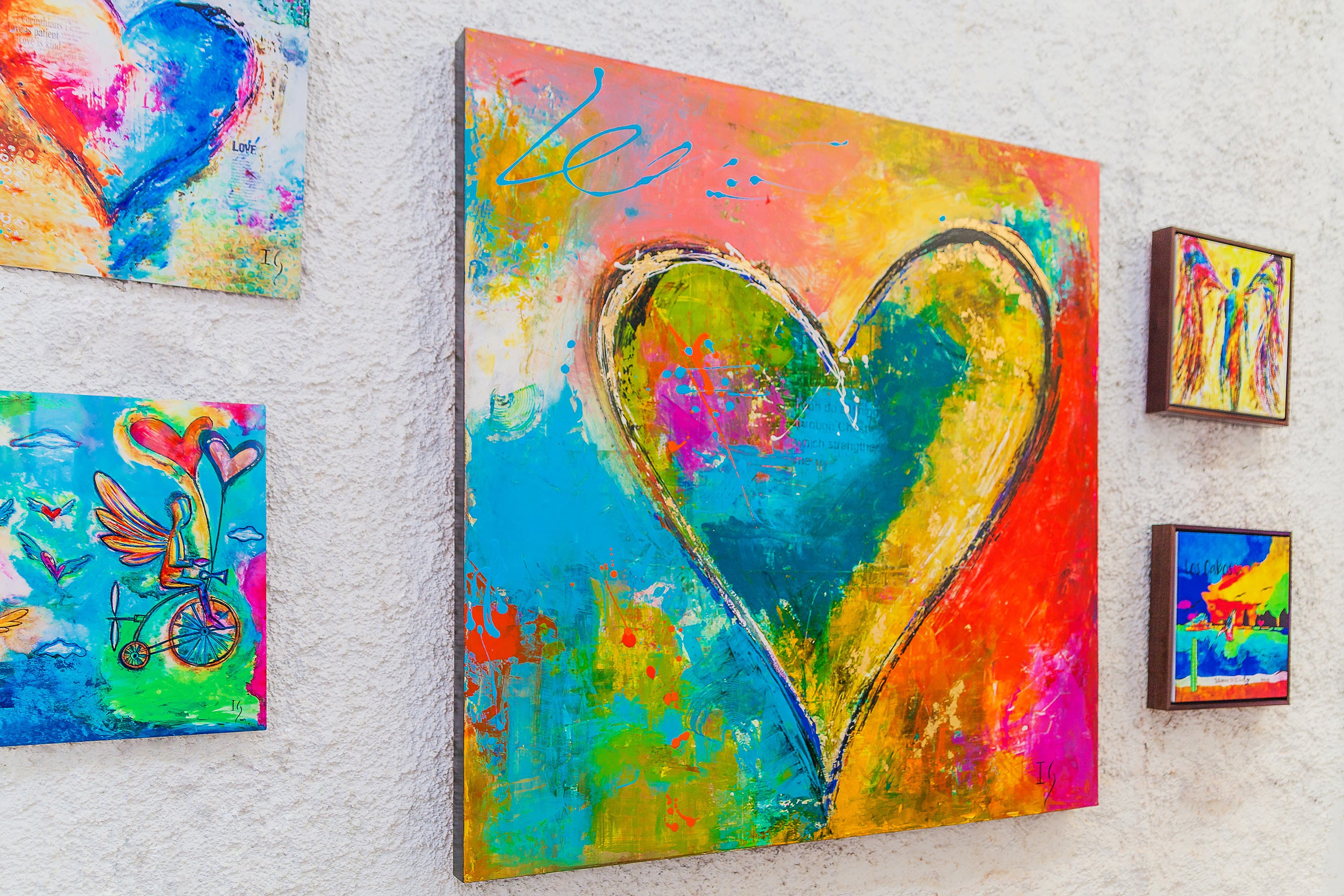 Unstoppable Heart canvas print in room setting - original painting by Ivan Guaderrama