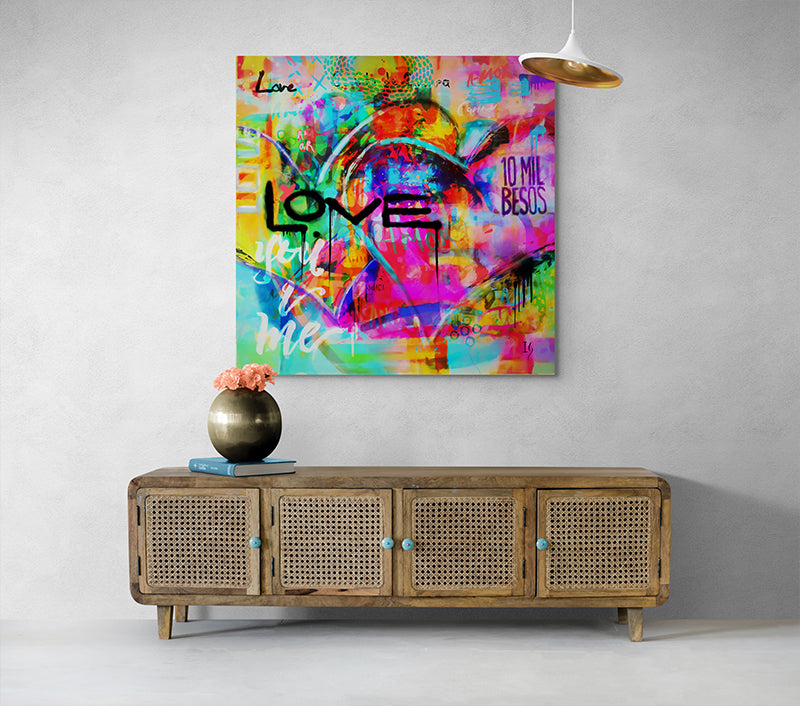War Room - LIMITED EDITION canvas print in room setting - heart painting by Ivan Guaderrama